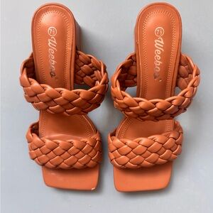 Women's Braided Strap Sandals - Orange